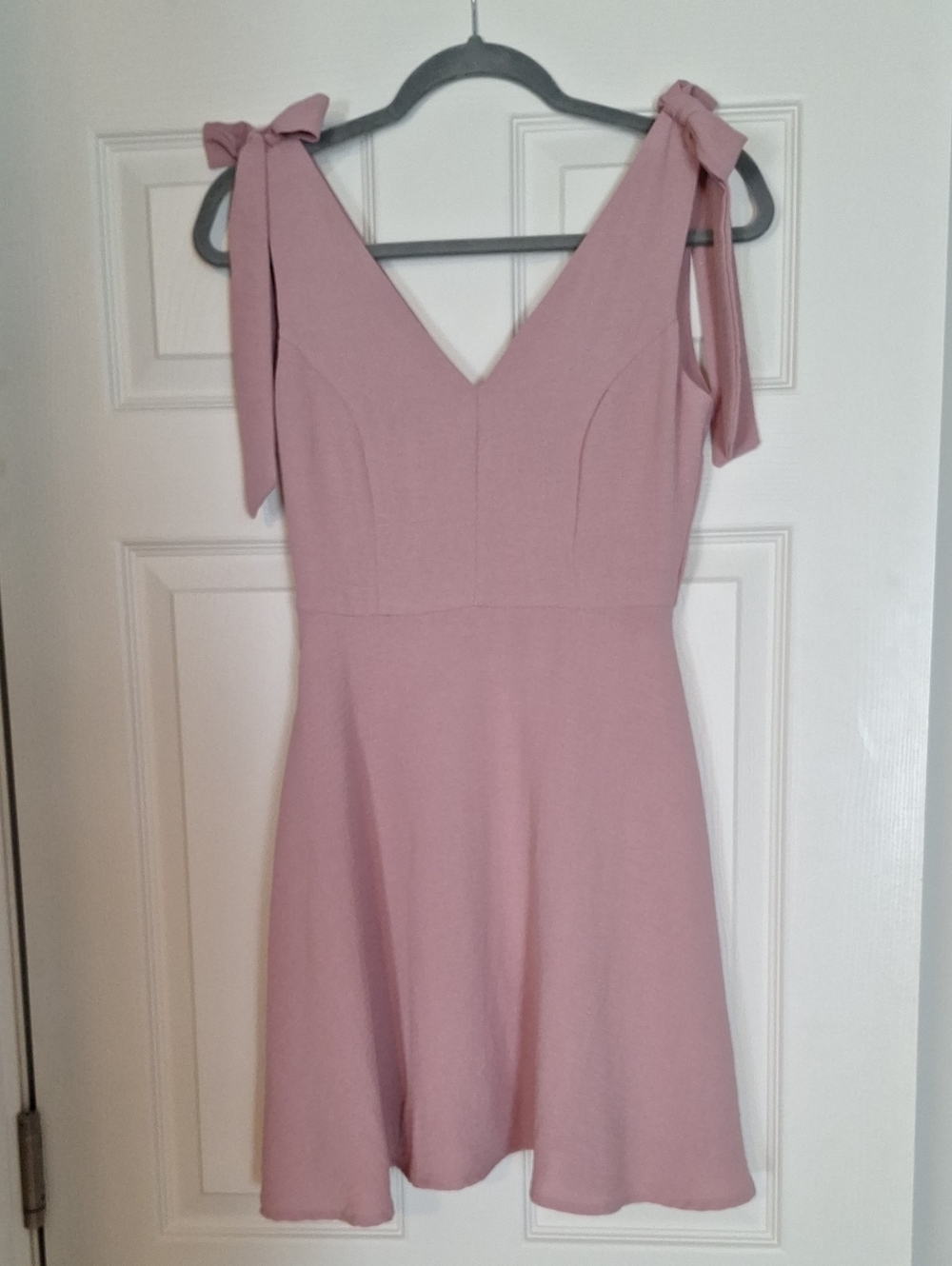 Altar'd State Dusty Pink Tie-Shoulder V-Neck Mini Dress